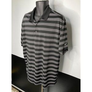 XXL Nike Golf Tour Performance Polo Shirt Black White Stripe Mens